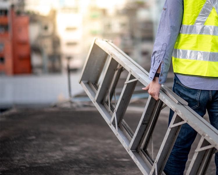 Featherlite ladder in a well-lit indoor setting, emphasizing durability and design.