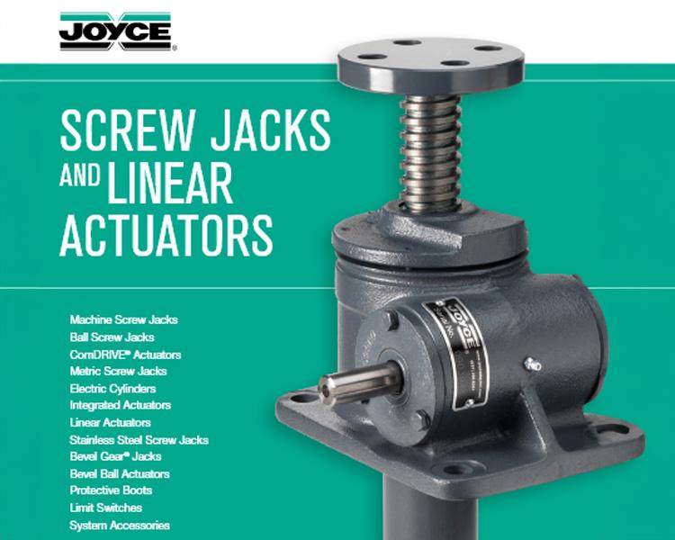 Manual for screw jacks and linear actuators, open to a detailed page