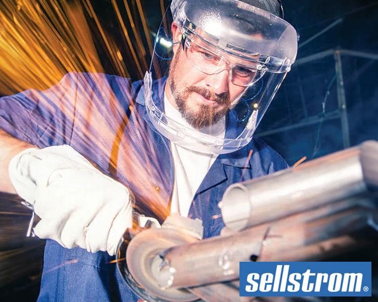 Sellstrom face shield offering protection from sparks in a hazardous environment